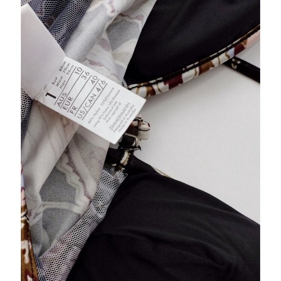 ZIMMERMANN swimsuit US 4  / Fr 40 one piece black floral mesh waist halter - Picture 5 of 5